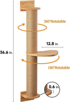 Wall-Mounted Cat Scratching Post with Rotating Perch 