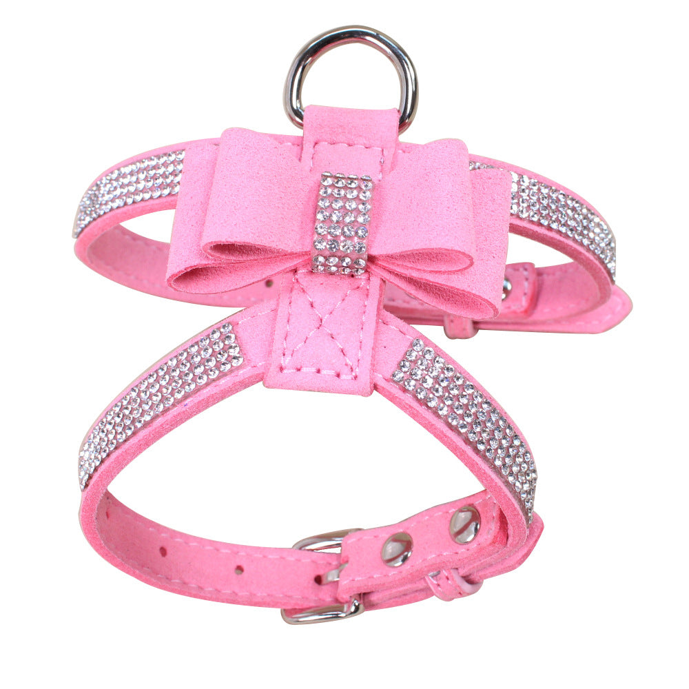 Rhinestone Bow Dog Harness & Leash Set