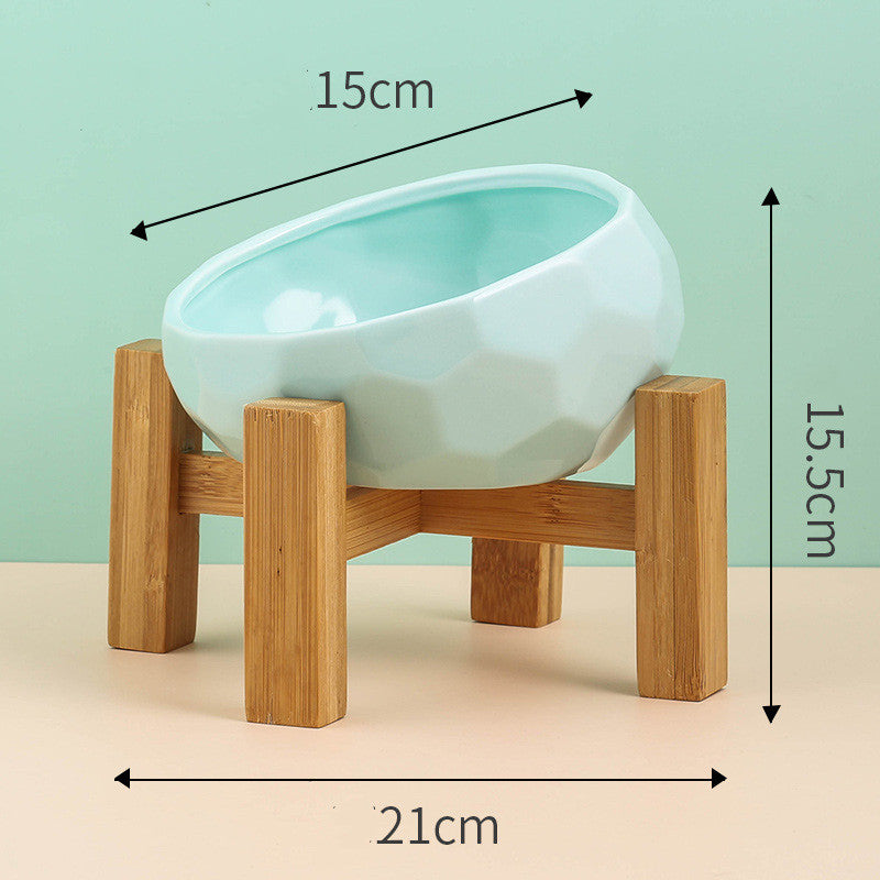 Ceramic Oblique Mouth Pet Bowl for Cats and Dogs