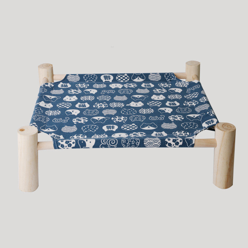 Elevated Wooden Cat Bed with Removable Washable Mat