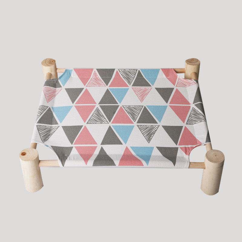 Elevated Wooden Cat Bed with Removable Washable Mat