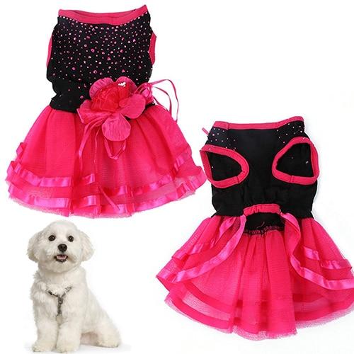 Black & Hot Pink Sequin Rose Tutu Wedding Dress for Dogs