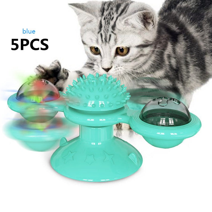 Rotating Windmill Suction Cup Cat Toy
