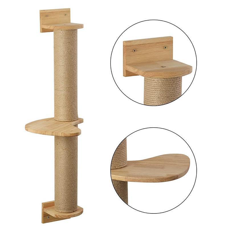 Wall-Mounted Cat Scratching Post with Rotating Perch 