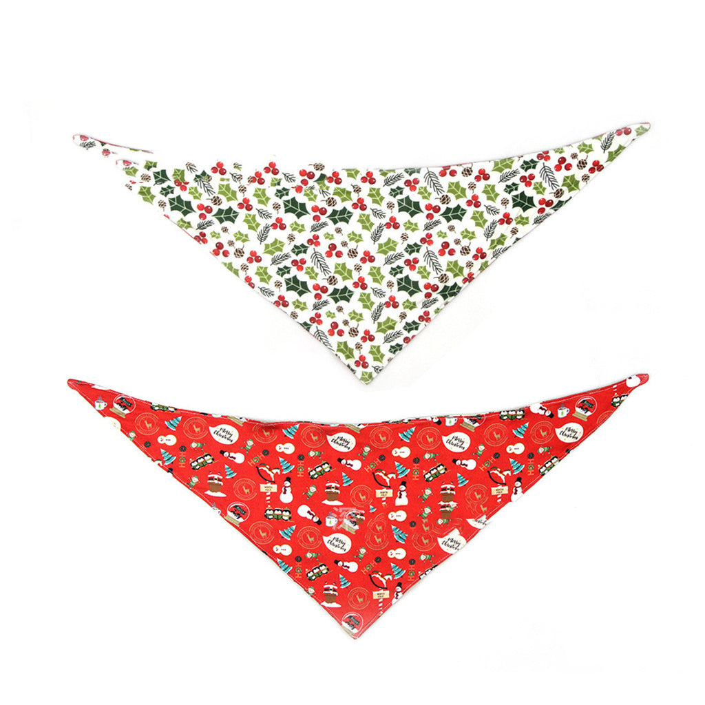 Festive Double-Sided Pet Triangle Scarf