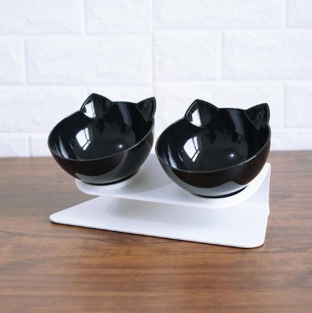 Cat Ear Oblique Mouth Transparent Pet Bowl for Cats