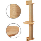 Wall-Mounted Cat Scratching Post with Rotating Perch 