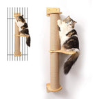 Wall-Mounted Cat Scratching Post with Rotating Perch 