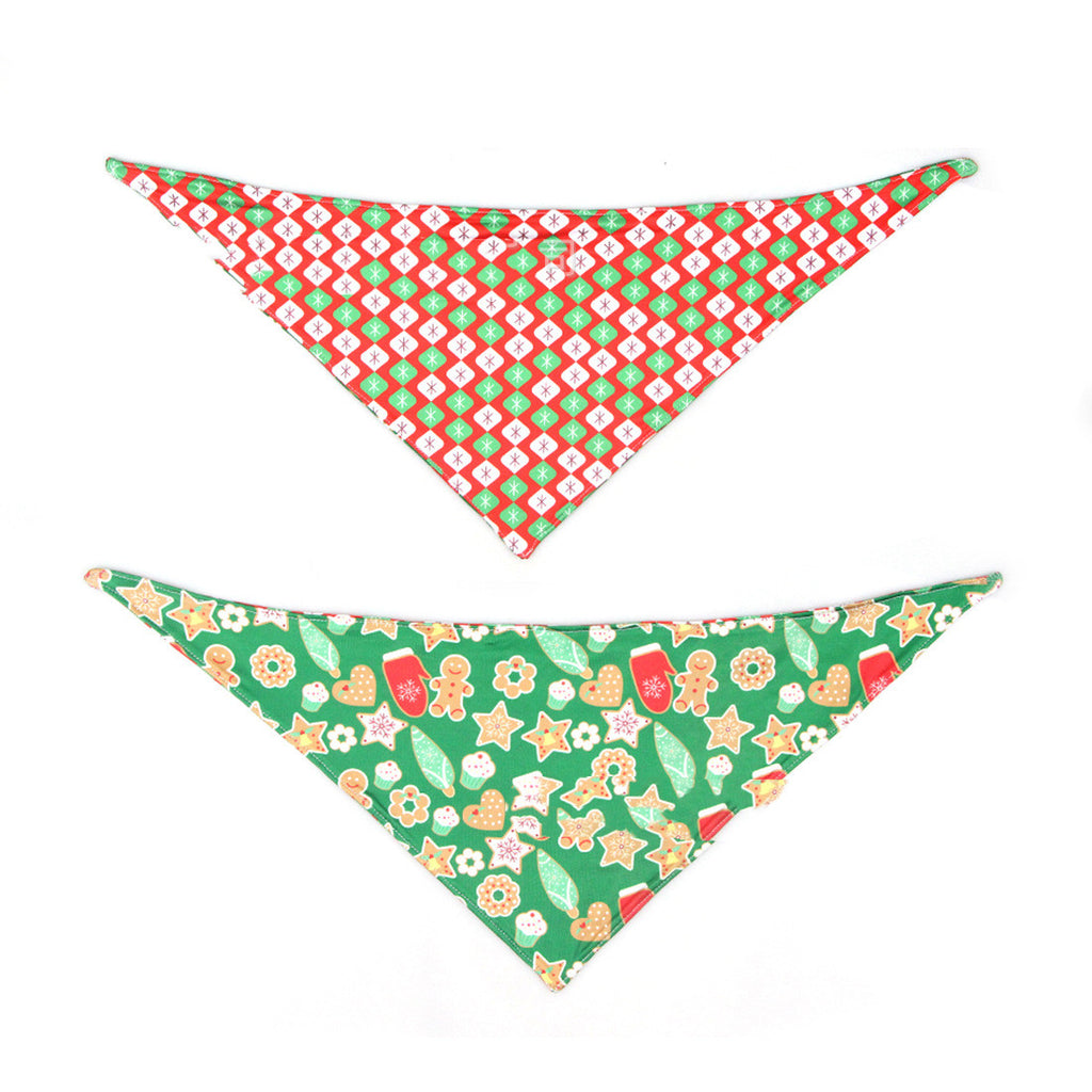 Festive Double-Sided Pet Triangle Scarf