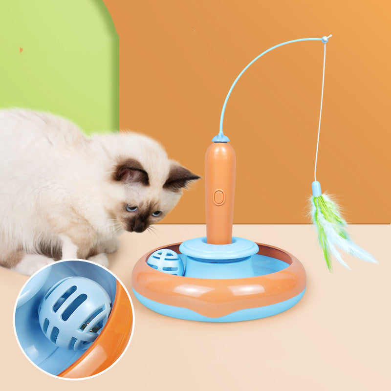 2-in-1 Feather Turntable Cat Toy