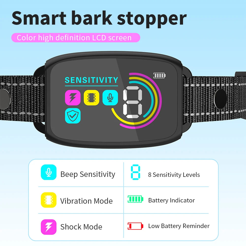 Smart AI Anti-Bark Dog Collar with LCD Display