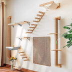 Wall-Mounted Cat Scratching Post with Rotating Perch 