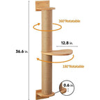 Wall-Mounted Cat Scratching Post with Rotating Perch 