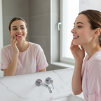 Girl with clear skin - properly dressed and happy