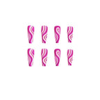 Pink and white zebra patterned nail wraps on a white background