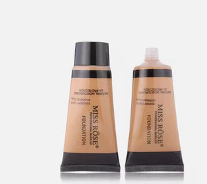 Two bottles of Miss Rose foundation on a white background