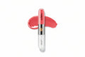 Red lipstick with applicator on a white background