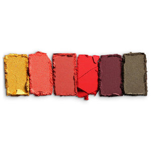 Set of colorful makeup swatches on a white background