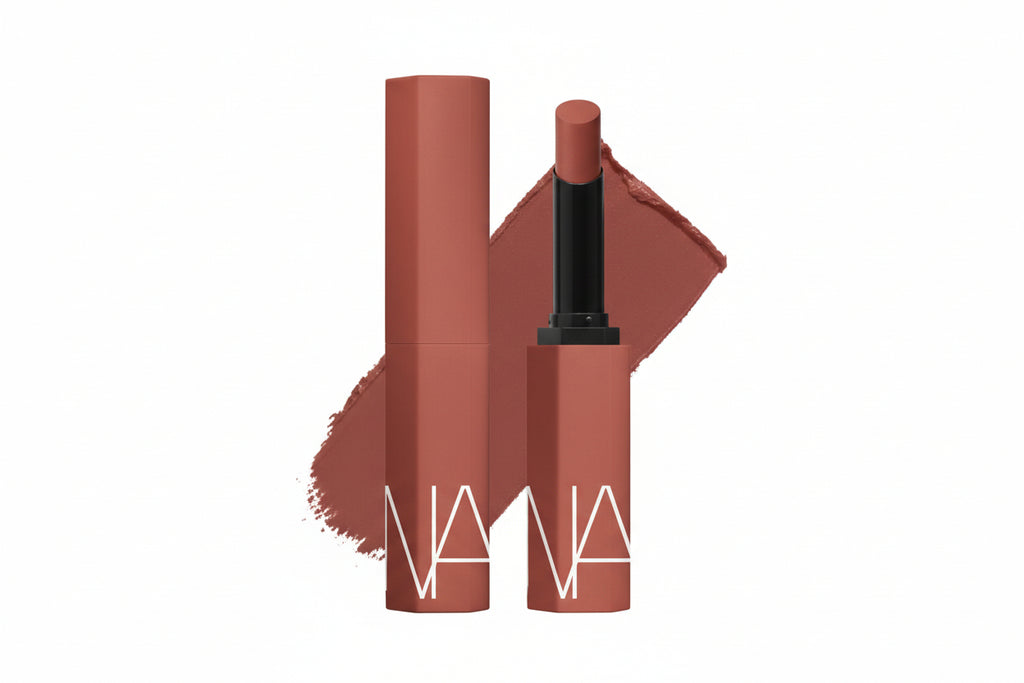 Nars lipstick with open case on a white background