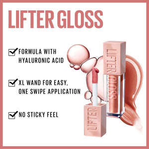 Lifter Gloss with product features on a white background
