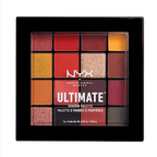 NYX Ultimate Shadow Palette with various colored shades on a white background