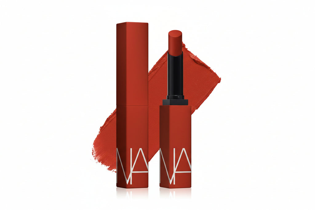 Red tool bit with a black handle on a white background