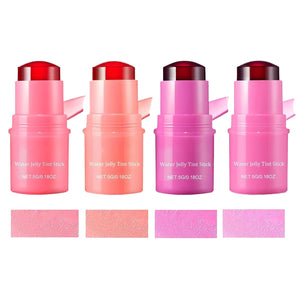 Four pink and red cosmetic sticks with visible brand name on a white background