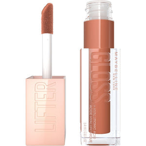 Lip gloss with applicator and packaging labeled 'Lifter' on a white background