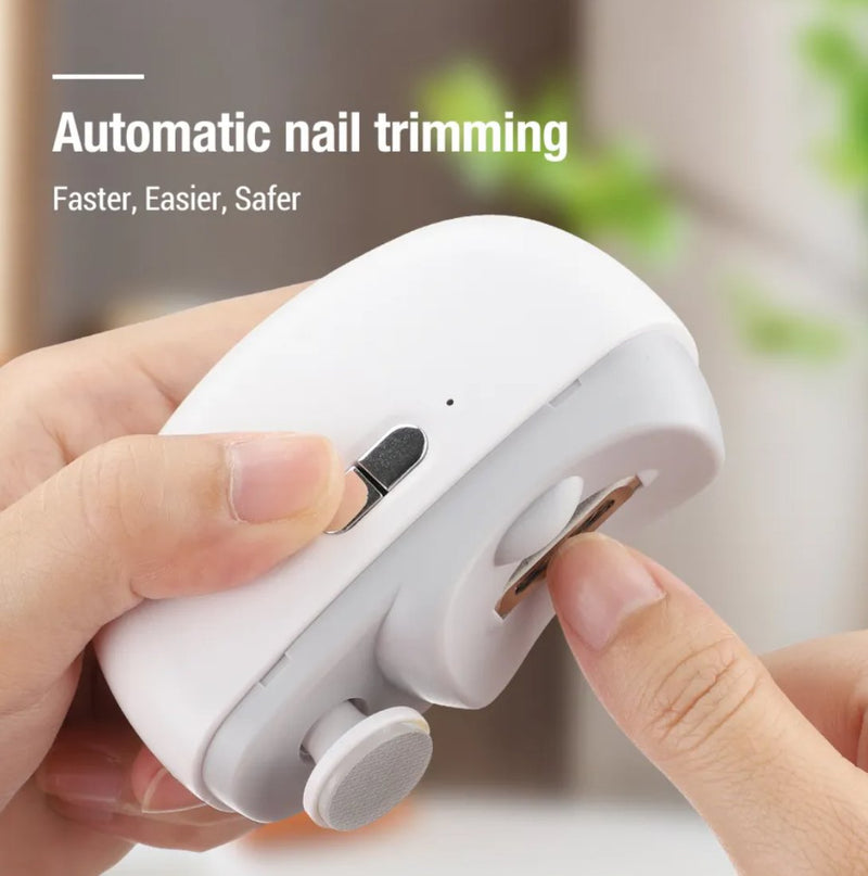 Electric Automatic Nail Trimmer – Compact White Design for Safe & Easy Nail Trimming
