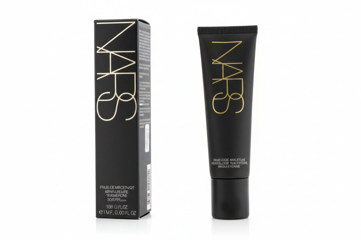 NARS cosmetic tube and packaging on a white background