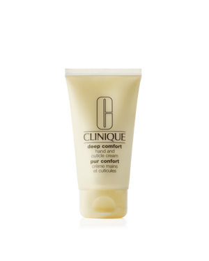 Clinique deep comfort hand cream on a white background