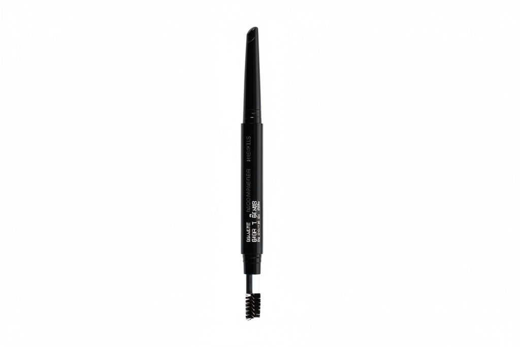 Black makeup brush on a white background