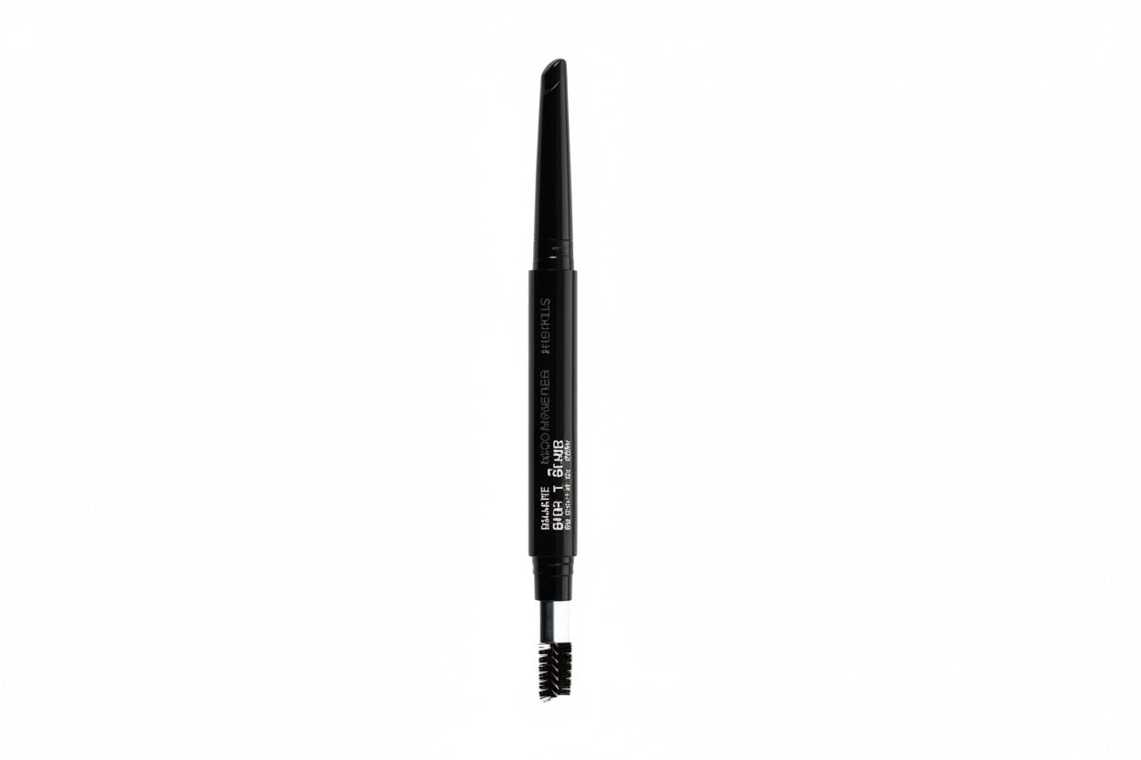 Black makeup brush on a white background