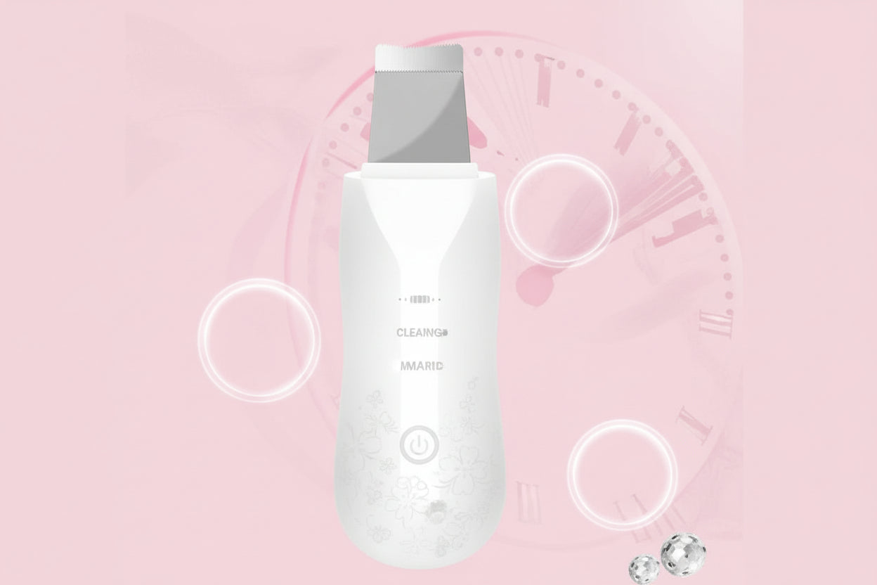 White electronic device with gray top on a pink background