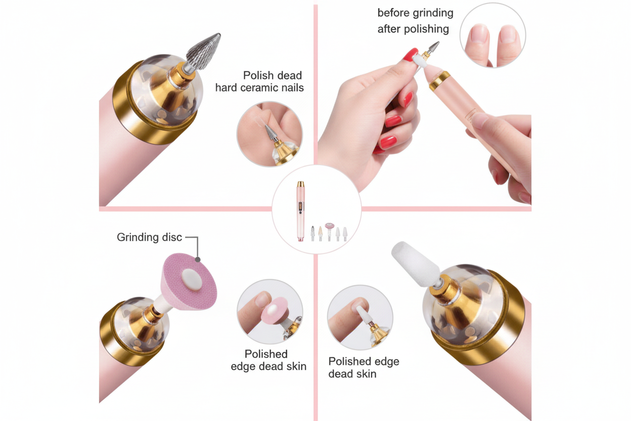 Set of skincare tools including a dropper, brush, and small container with text instructions.