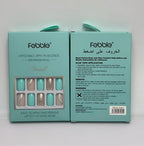 Febble Oval Mint & Silver Glitter Press-On Nails – Handmade Luxury Set