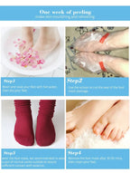 Step-by-step guide on using a foot mask with images and text instructions.