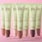Pixi skincare products with a pink background