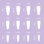 Measurement chart showing different shoe heel heights on a purple background