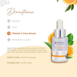 Avoberry Vitamin C Face Serum with usage instructions on a bright background
