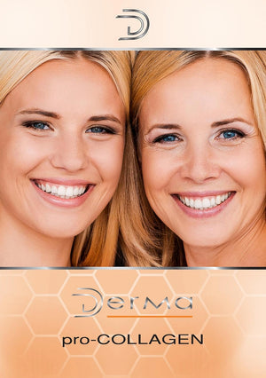 Two women with glowing skin and 'Derma Pro-Collagen' branding.