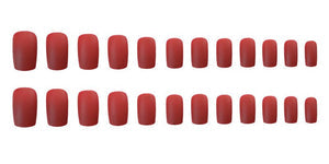 Row of red rectangular objects on a white background
