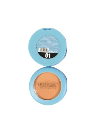 Miss Rose pressed powder compact with blue lid on a white background