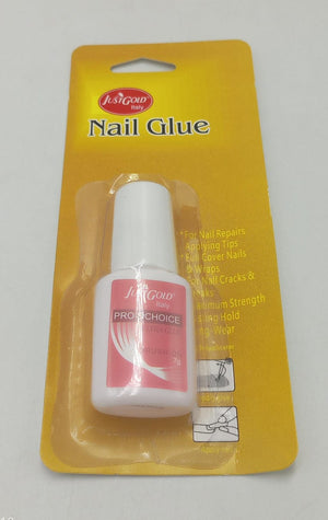 Nail glue bottle with yellow packaging on a white background