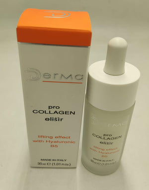 Derma pro Collagen elisir skincare product with packaging on a neutral background