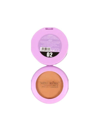 Compact powder in a pink case with 'Miss Rose' branding on a white background